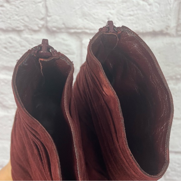Manolo Blahnik Maroon Suede Ruched Bootie Size 39 - Picture 8 of 14
